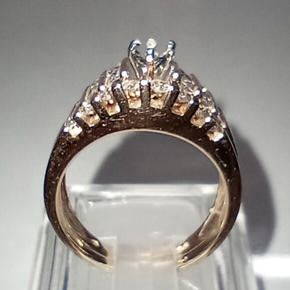 14Kt Yellow Gold Full-Carat Diamond 7x4mm Marquise Semi-Mount Wedding Ring Set - Picture 5 of 5